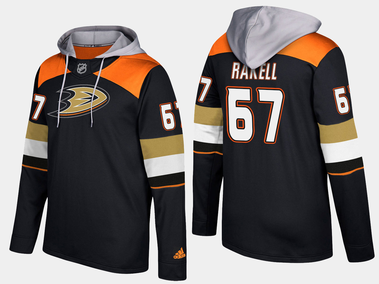 Men NHL Anaheim ducks 67 rickard rakell black hoodie